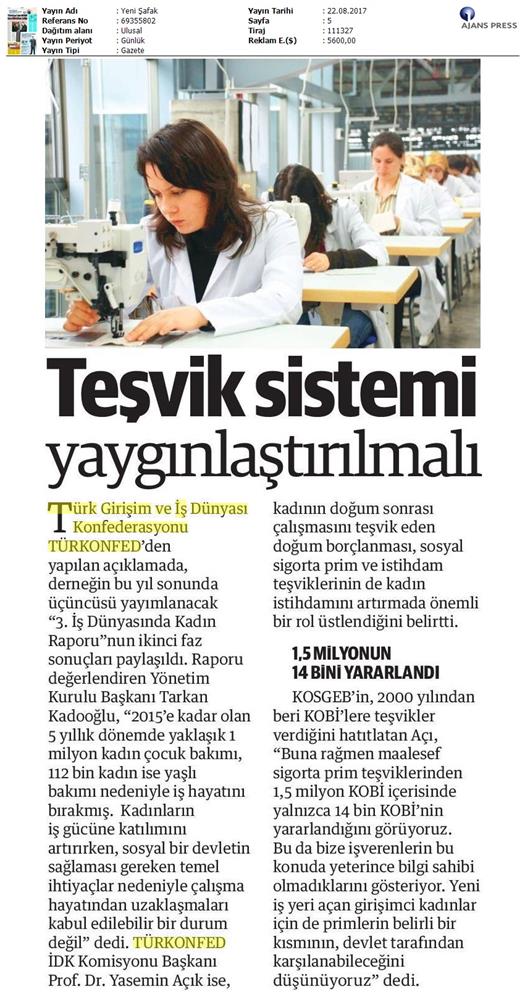 TÜRKONFED 3 Is Dunyasinda Kadin Raporu Ii Faz Basin Bulteni Medya Yansimalari 20 Agustos 2017 - 44