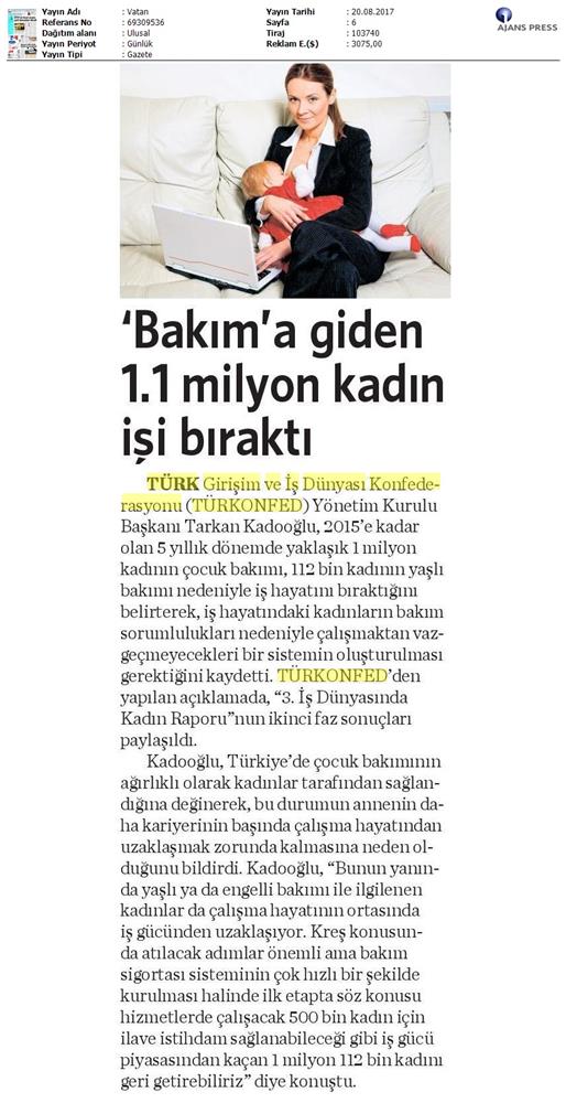 TÜRKONFED 3 Is Dunyasinda Kadin Raporu Ii Faz Basin Bulteni Medya Yansimalari 20 Agustos 2017 - 48