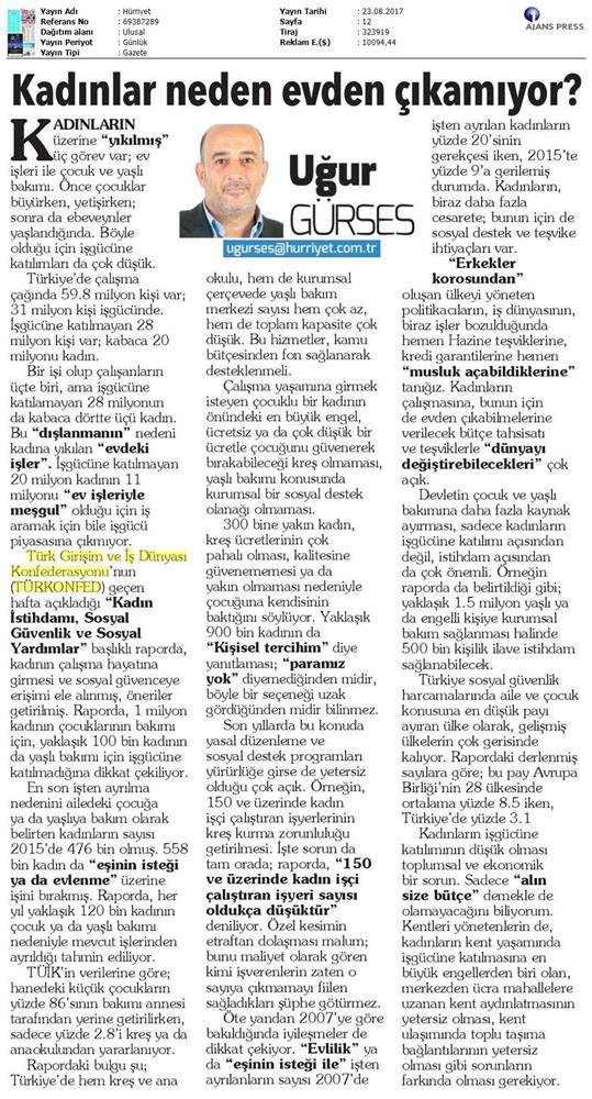 TÜRKONFED 3 Is Dunyasinda Kadin Raporu Ii Faz Basin Bulteni Medya Yansimalari 20 Agustos 2017 - 50