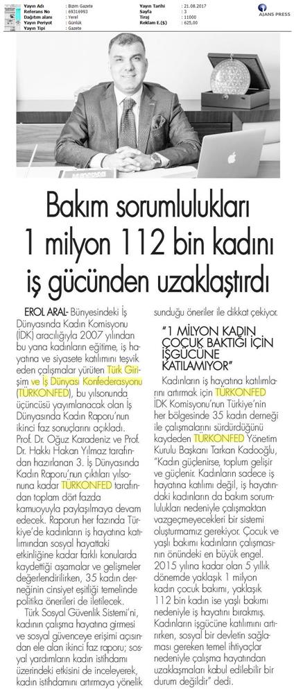 TÜRKONFED 3 Is Dunyasinda Kadin Raporu Ii Faz Basin Bulteni Medya Yansimalari 20 Agustos 2017 - 52
