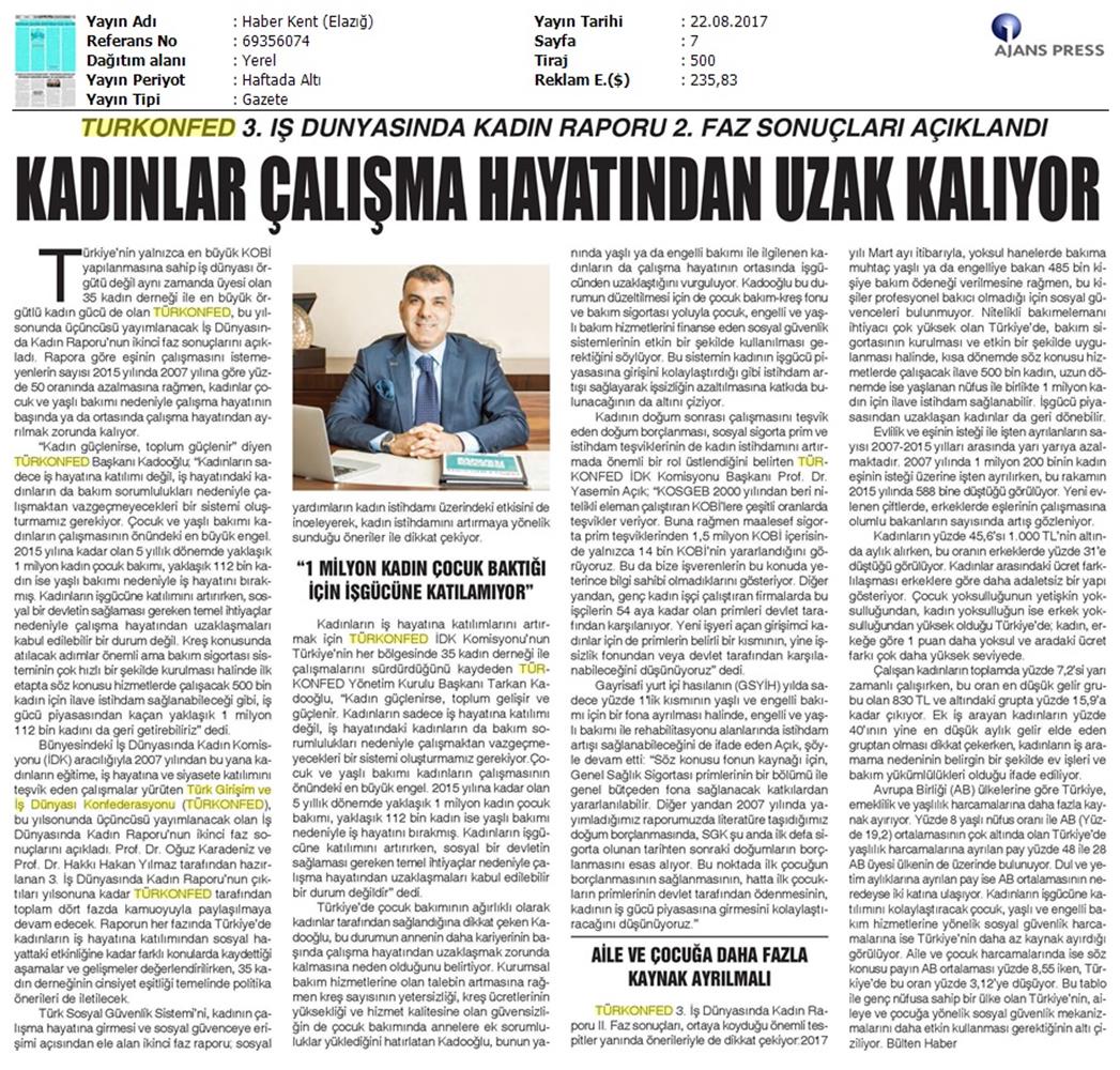 TÜRKONFED 3 Is Dunyasinda Kadin Raporu Ii Faz Basin Bulteni Medya Yansimalari 20 Agustos 2017 - 65