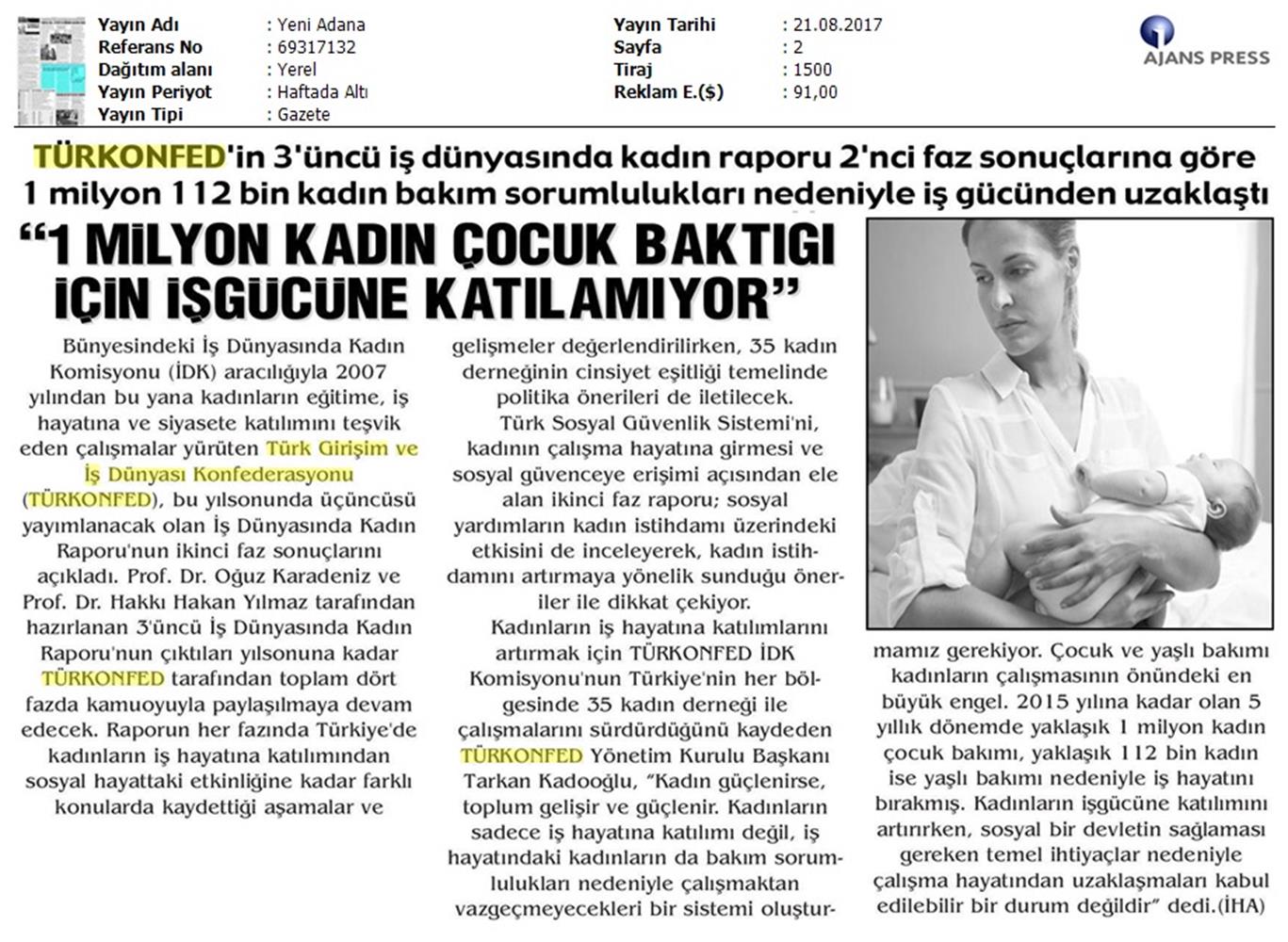 TÜRKONFED 3 Is Dunyasinda Kadin Raporu Ii Faz Basin Bulteni Medya Yansimalari 20 Agustos 2017 - 69