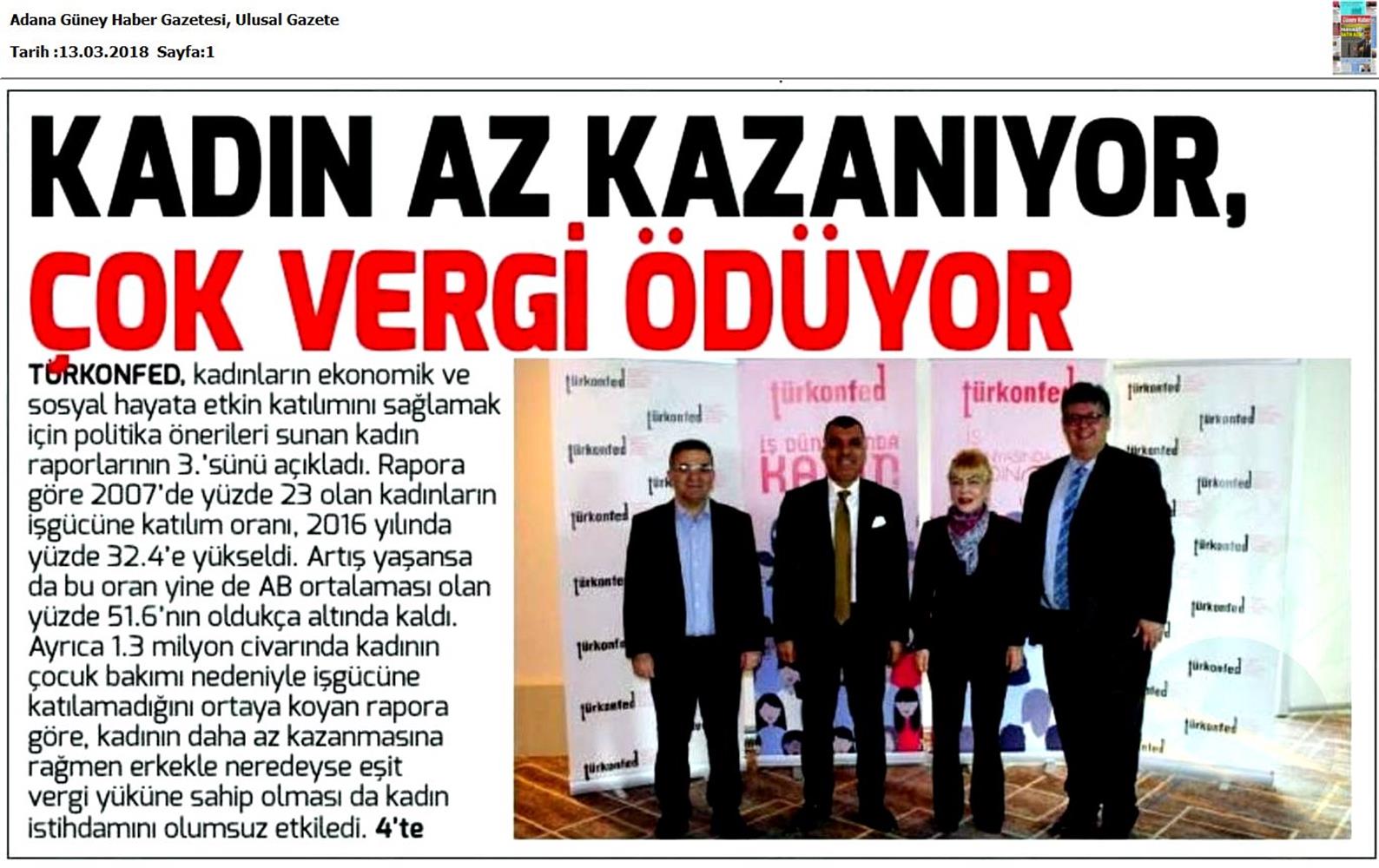 TÜRKONFED 3 Is Dunyasinda Kadin Raporu Medya Yansimalari 7 Mart 2018 - 14