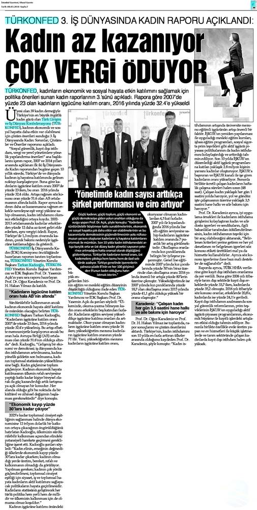 TÜRKONFED 3 Is Dunyasinda Kadin Raporu Medya Yansimalari 7 Mart 2018 - 20