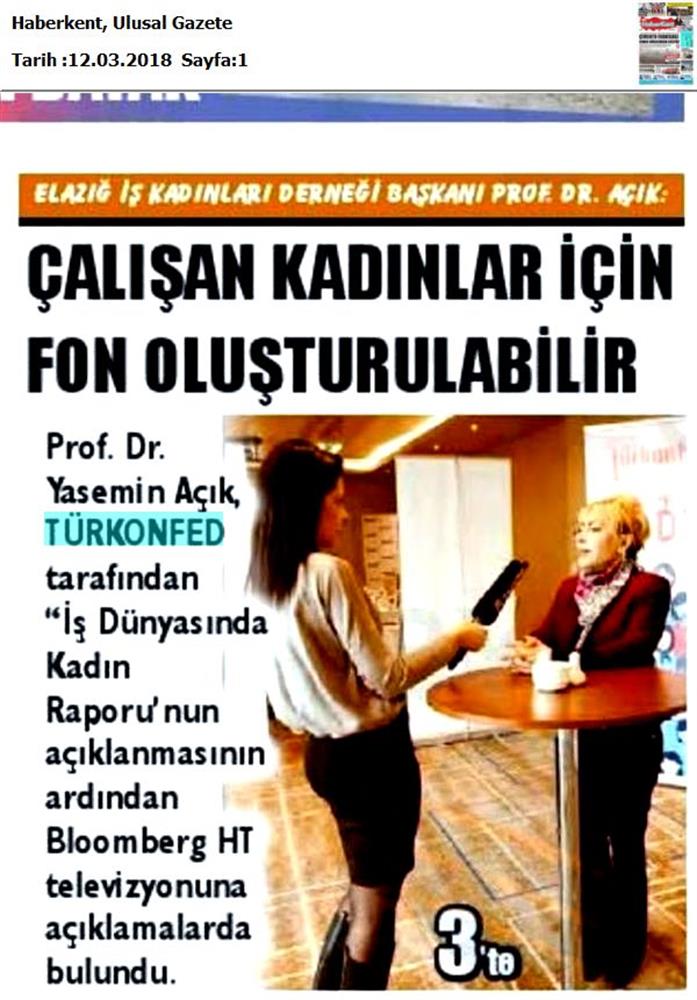 TÜRKONFED 3 Is Dunyasinda Kadin Raporu Medya Yansimalari 7 Mart 2018 - 28