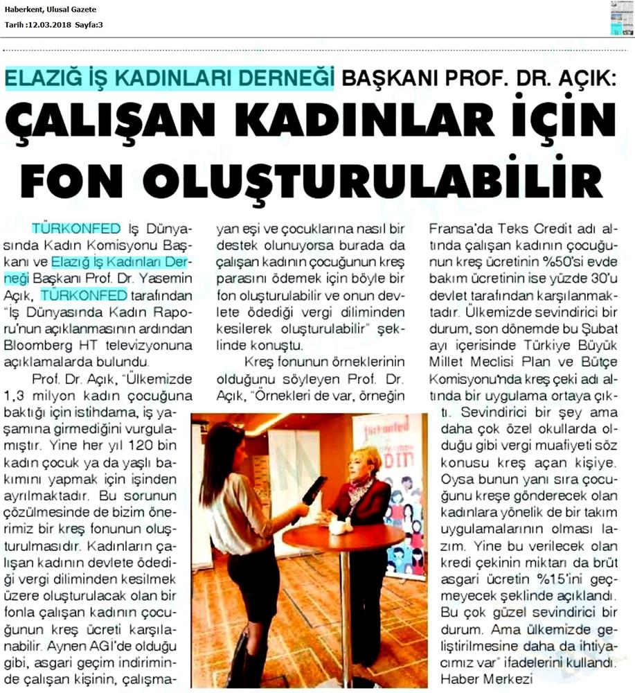 TÜRKONFED 3 Is Dunyasinda Kadin Raporu Medya Yansimalari 7 Mart 2018 - 29