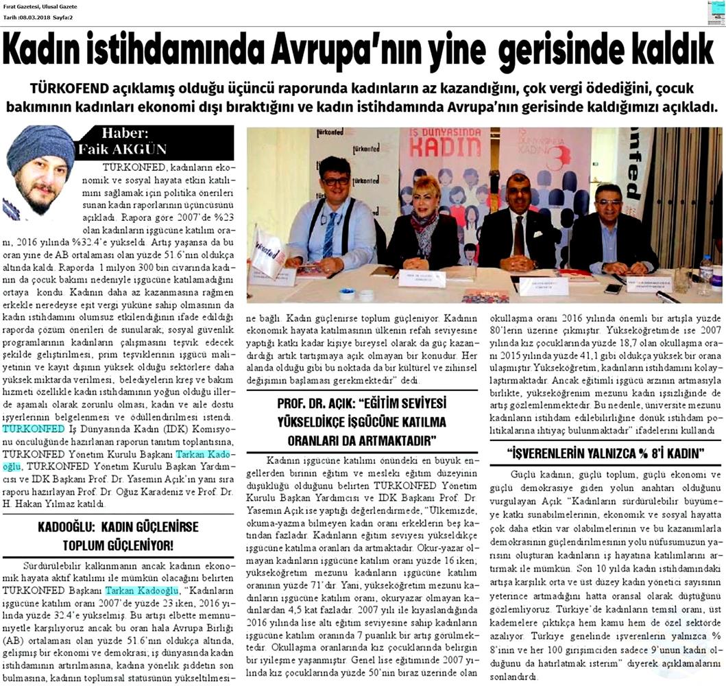 TÜRKONFED 3 Is Dunyasinda Kadin Raporu Medya Yansimalari 7 Mart 2018 - 38