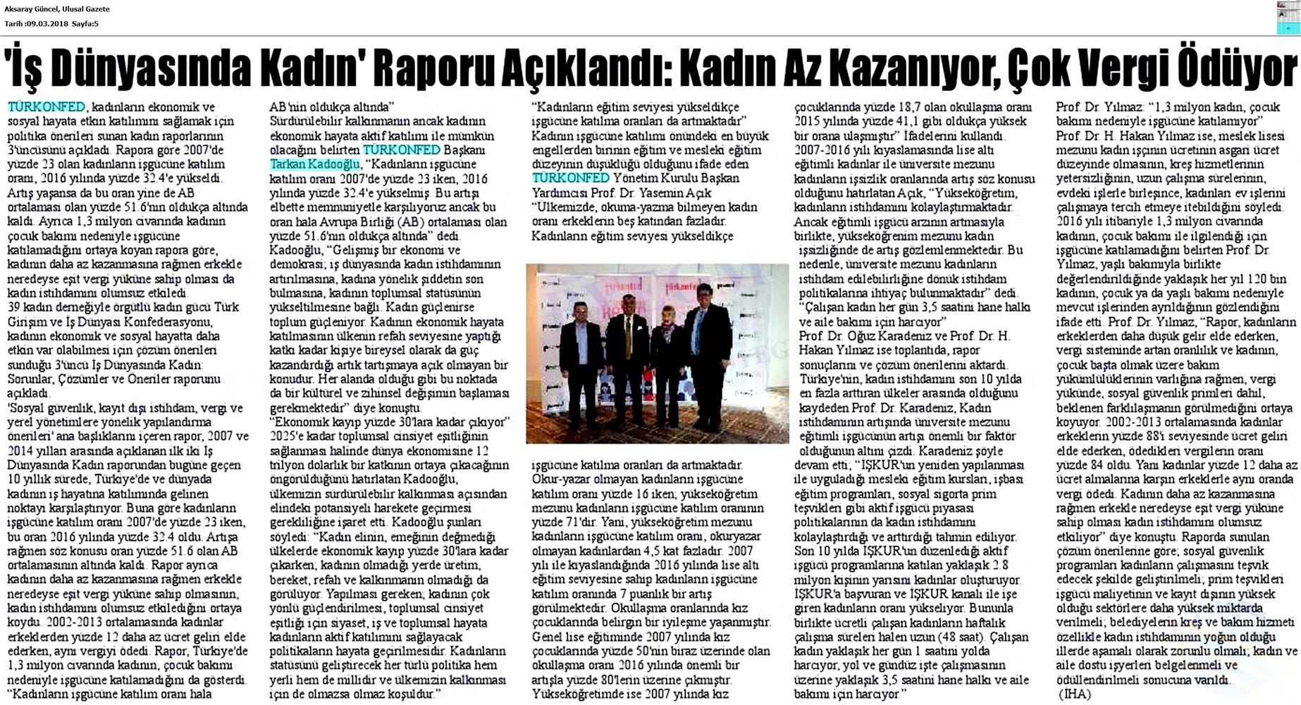 TÜRKONFED 3 Is Dunyasinda Kadin Raporu Medya Yansimalari 7 Mart 2018 - 41