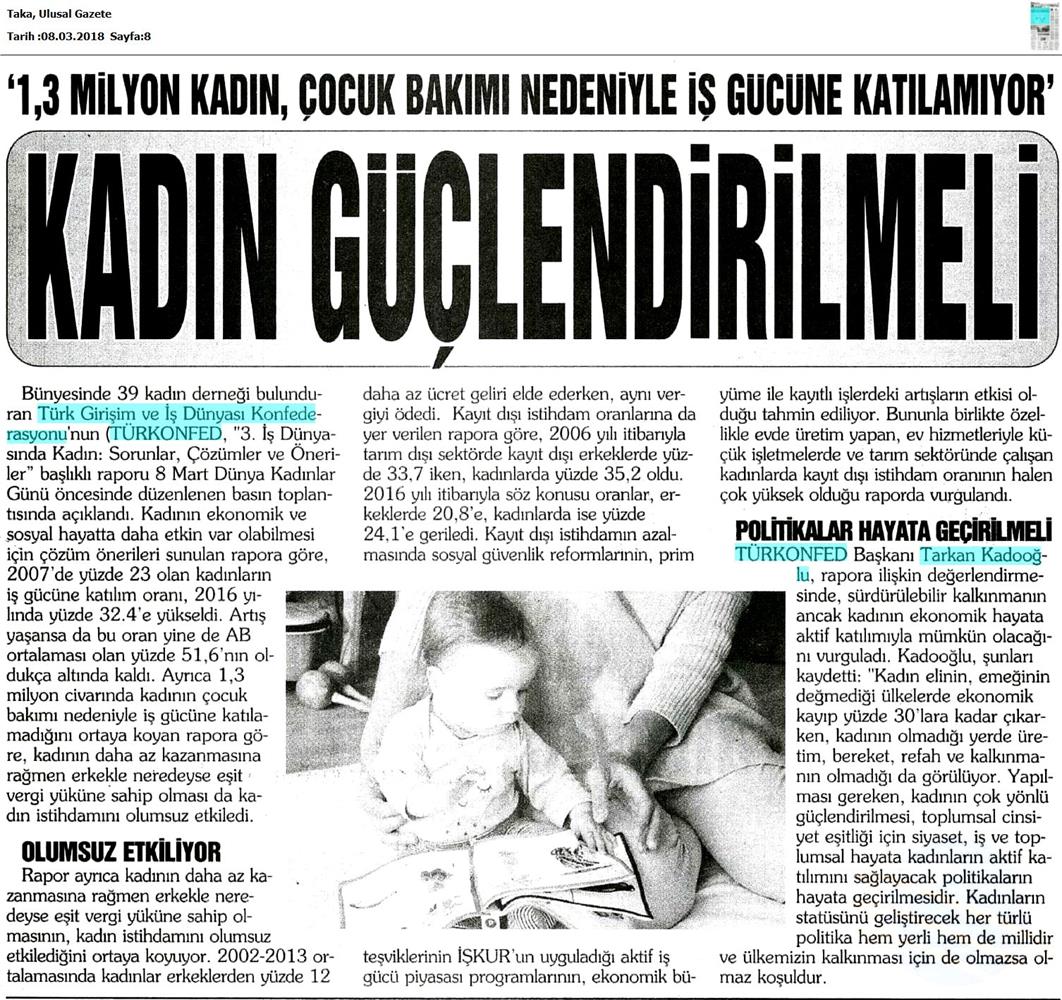 TÜRKONFED 3 Is Dunyasinda Kadin Raporu Medya Yansimalari 7 Mart 2018 - 47