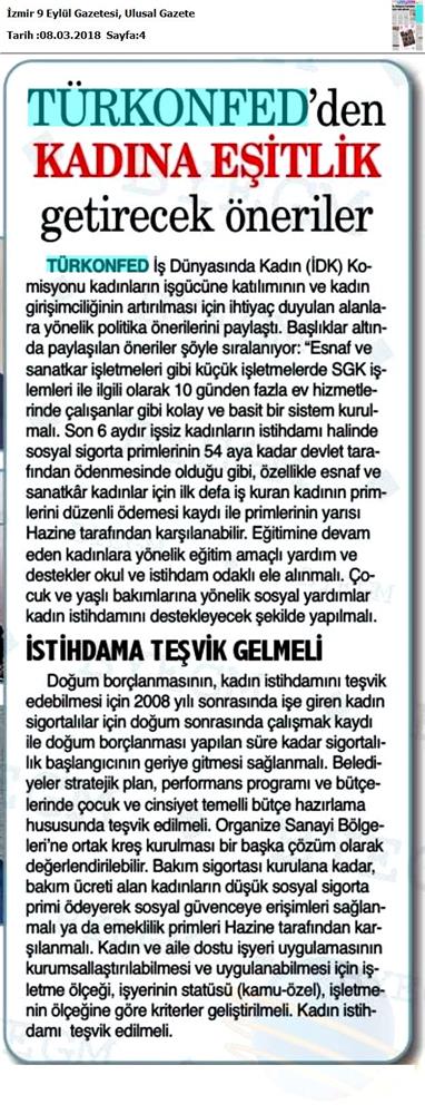 TÜRKONFED 3 Is Dunyasinda Kadin Raporu Medya Yansimalari 7 Mart 2018 - 49
