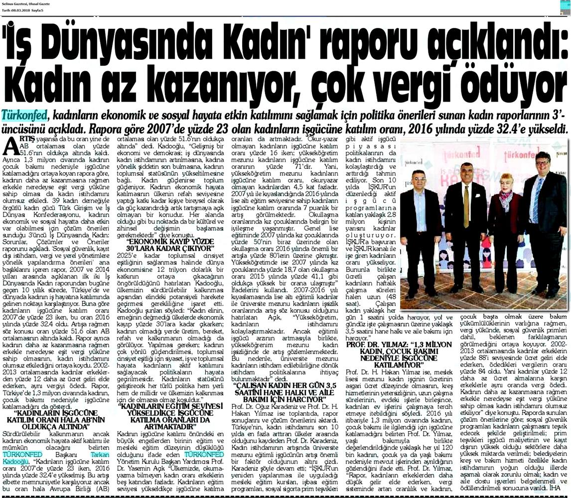 TÜRKONFED 3 Is Dunyasinda Kadin Raporu Medya Yansimalari 7 Mart 2018 - 54