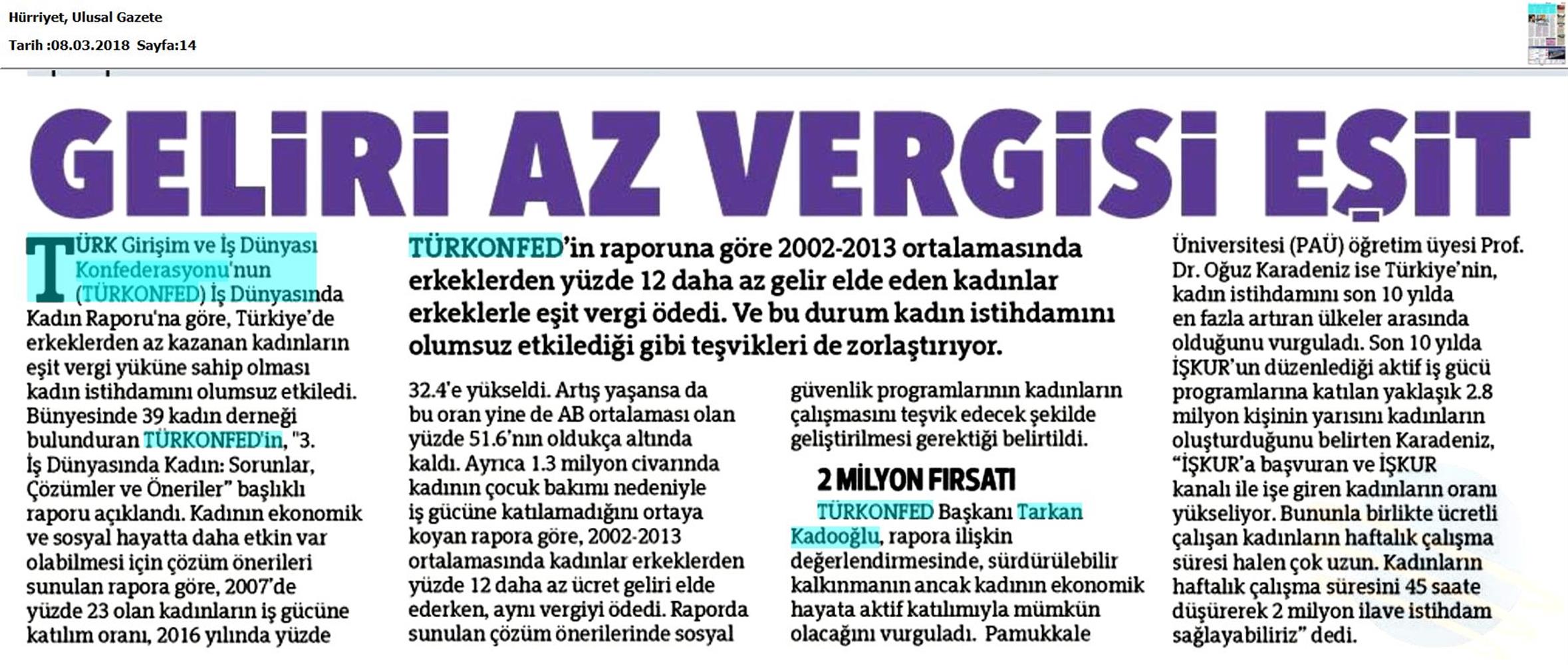 TÜRKONFED 3 Is Dunyasinda Kadin Raporu Medya Yansimalari 7 Mart 2018 - 57