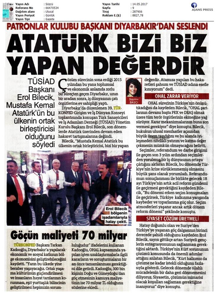 TÜRKONFED 39 Girişim Ve Is Dunyasi Konseyi Basin Yansimalari 13 Mayis 2017 - 10