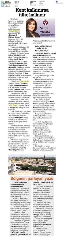 TÜRKONFED 39 Girişim Ve Is Dunyasi Konseyi Basin Yansimalari 13 Mayis 2017 - 19