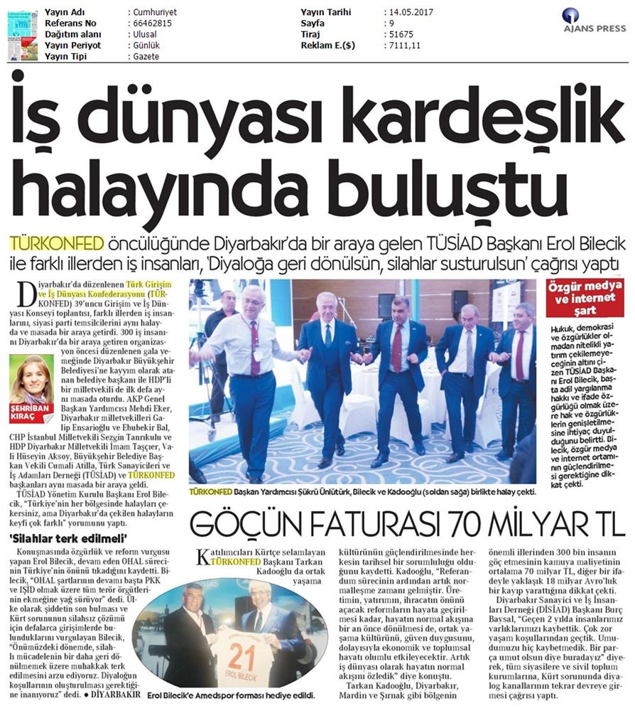 TÜRKONFED 39 Girişim Ve Is Dunyasi Konseyi Basin Yansimalari 13 Mayis 2017 - 30