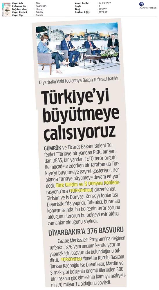 TÜRKONFED 39 Girişim Ve Is Dunyasi Konseyi Basin Yansimalari 13 Mayis 2017 - 33