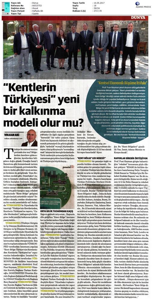 TÜRKONFED 39 Girişim Ve Is Dunyasi Konseyi Basin Yansimalari 13 Mayis 2017 - 45
