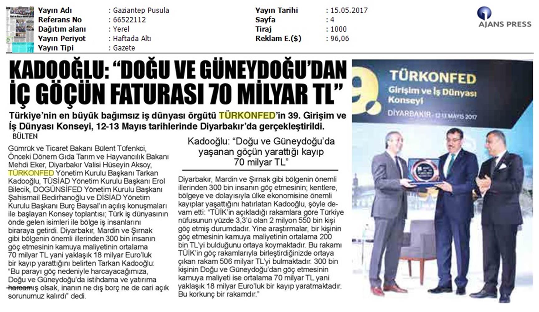 TÜRKONFED 39 Girişim Ve Is Dunyasi Konseyi Basin Yansimalari 13 Mayis 2017 - 49