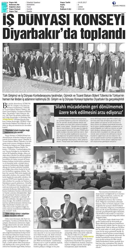 TÜRKONFED 39 Girişim Ve Is Dunyasi Konseyi Basin Yansimalari 13 Mayis 2017 - 50