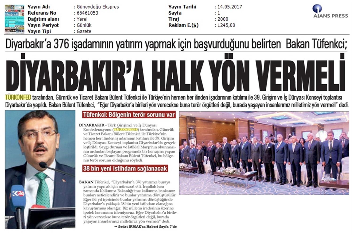 TÜRKONFED 39 Girişim Ve Is Dunyasi Konseyi Basin Yansimalari 13 Mayis 2017 - 51