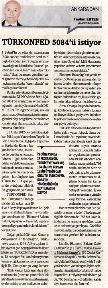 TÜRKONFED 5084 Sayili Kanunda Sure Uzatimi Istedi - 1