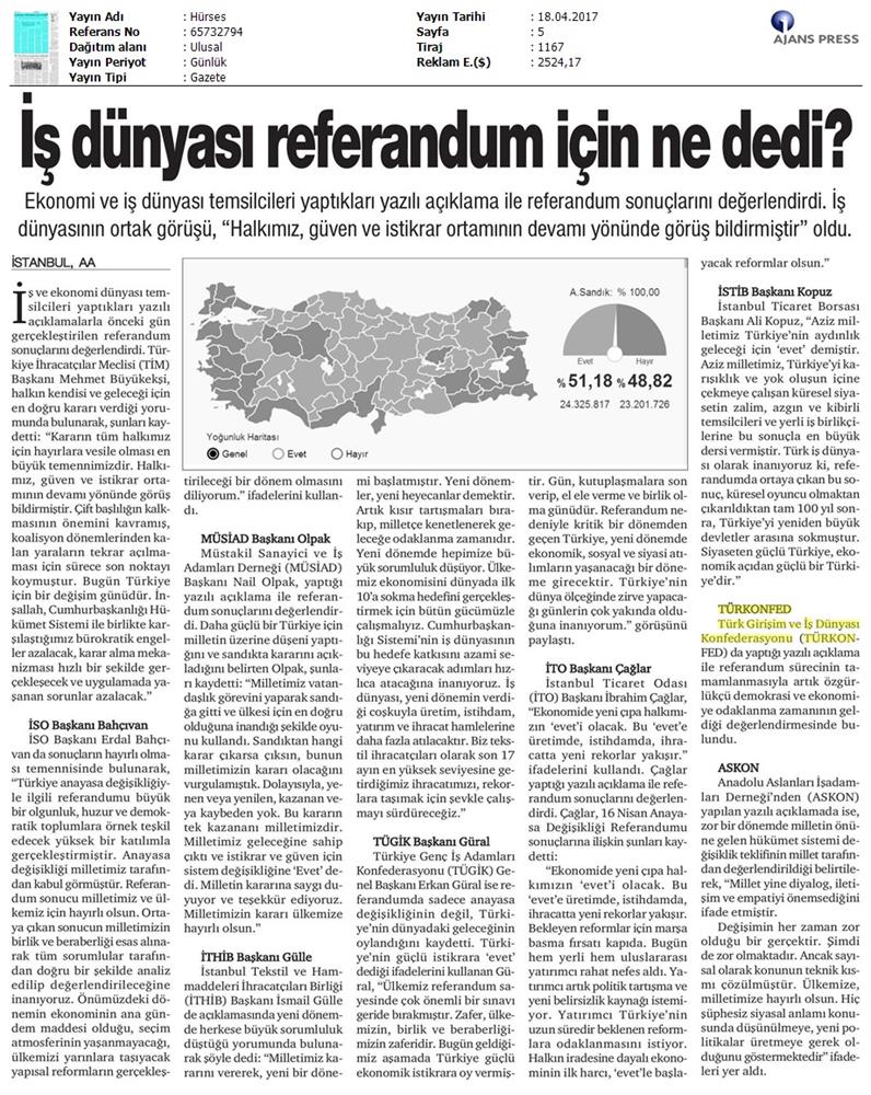 TÜRKONFED Anayasa Referandumu Basin Aciklamasi Medya Yansimalari 17 Nisan 2017 - 1