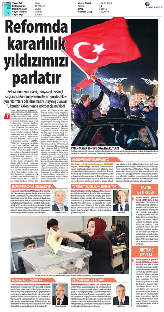 TÜRKONFED Anayasa Referandumu Basin Aciklamasi Medya Yansimalari 17 Nisan 2017 - 3