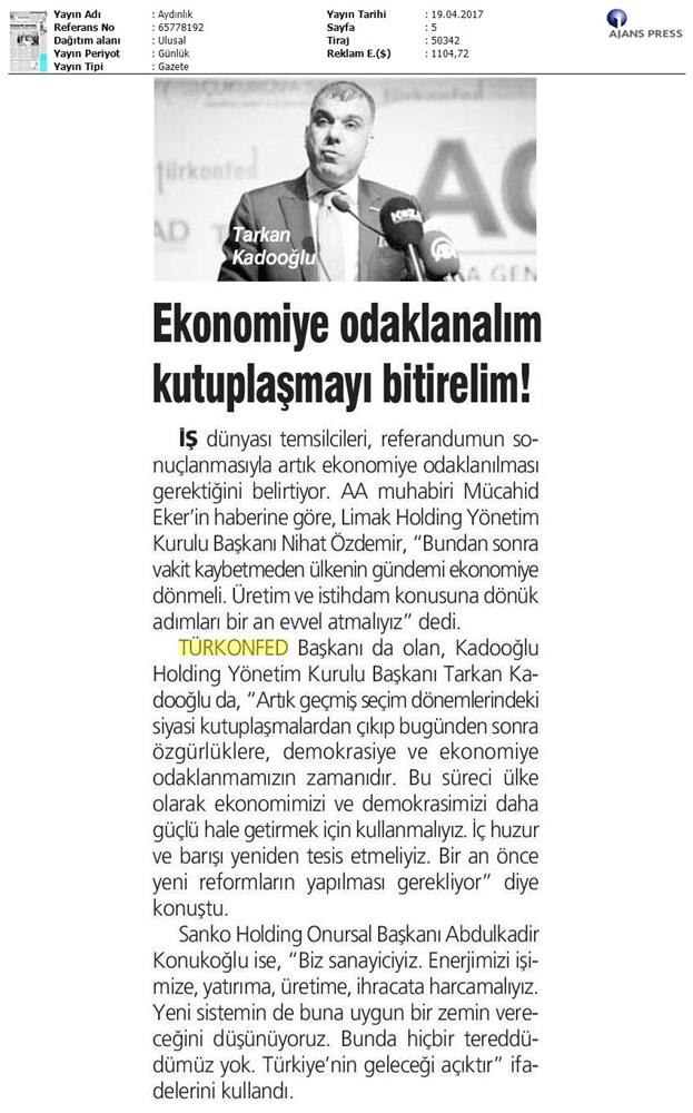 TÜRKONFED Anayasa Referandumu Basin Aciklamasi Medya Yansimalari 17 Nisan 2017 - 6