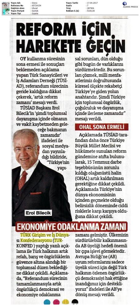 TÜRKONFED Anayasa Referandumu Basin Aciklamasi Medya Yansimalari 17 Nisan 2017 - 11