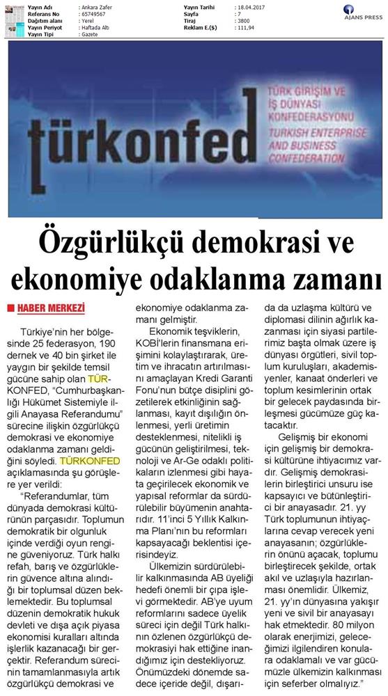 TÜRKONFED Anayasa Referandumu Basin Aciklamasi Medya Yansimalari 17 Nisan 2017 - 17