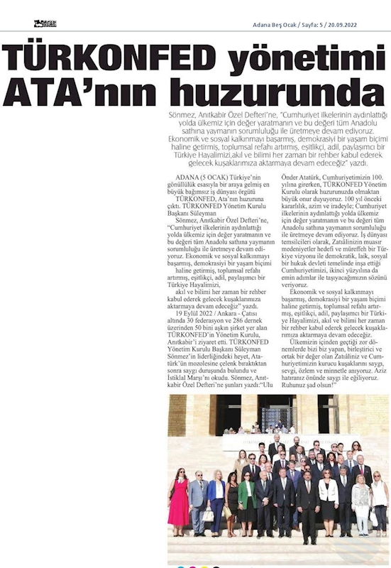 TÜRKONFED Anitkabir Ziyareti 15 Eylul 2022 Ankara - 4