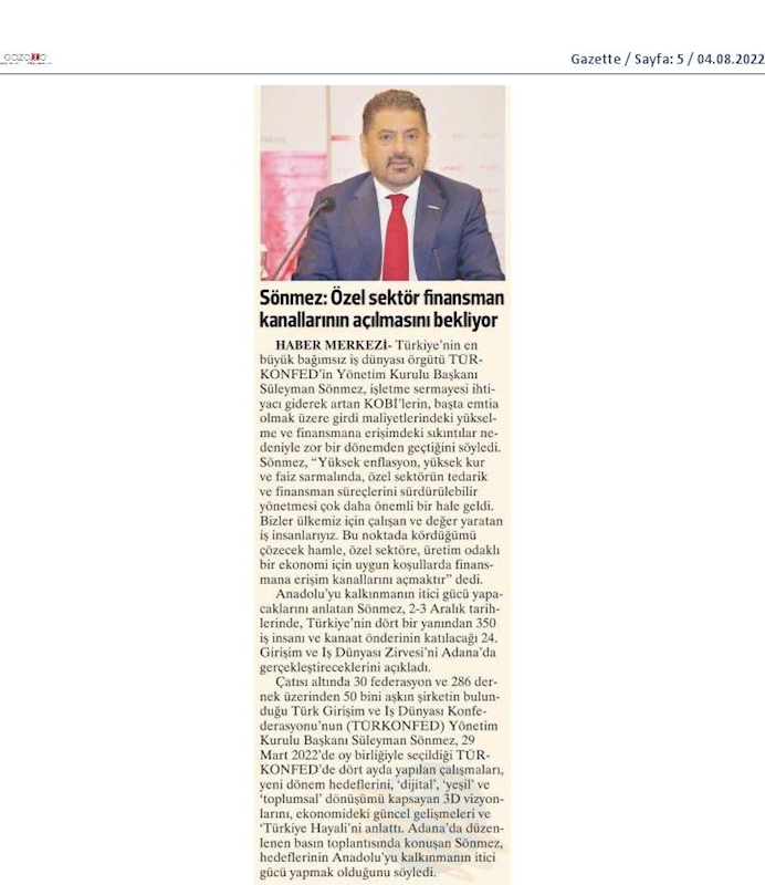 TÜRKONFED Basin Toplantısı 3 Agustos 2022 Adana - 8
