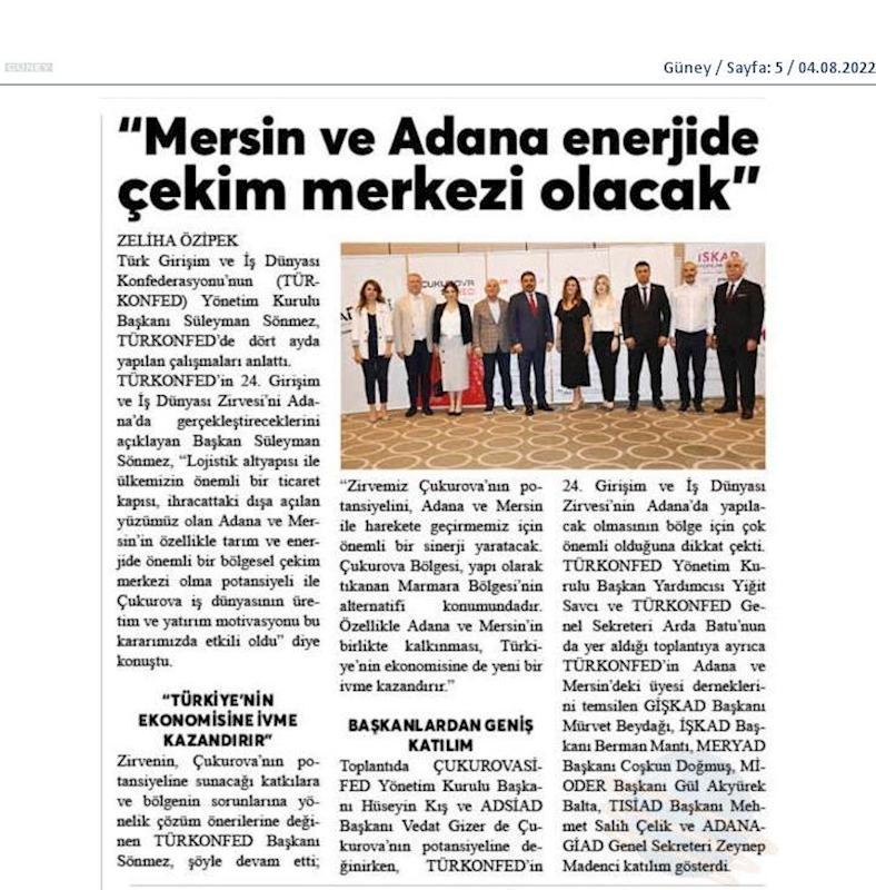 TÜRKONFED Basin Toplantısı 3 Agustos 2022 Adana - 10