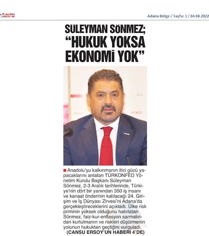 TÜRKONFED Basin Toplantısı 3 Agustos 2022 Adana - 16