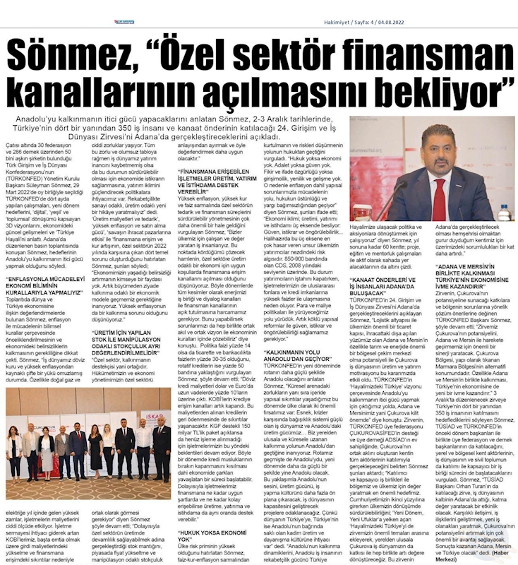 TÜRKONFED Basin Toplantısı 3 Agustos 2022 Adana - 18