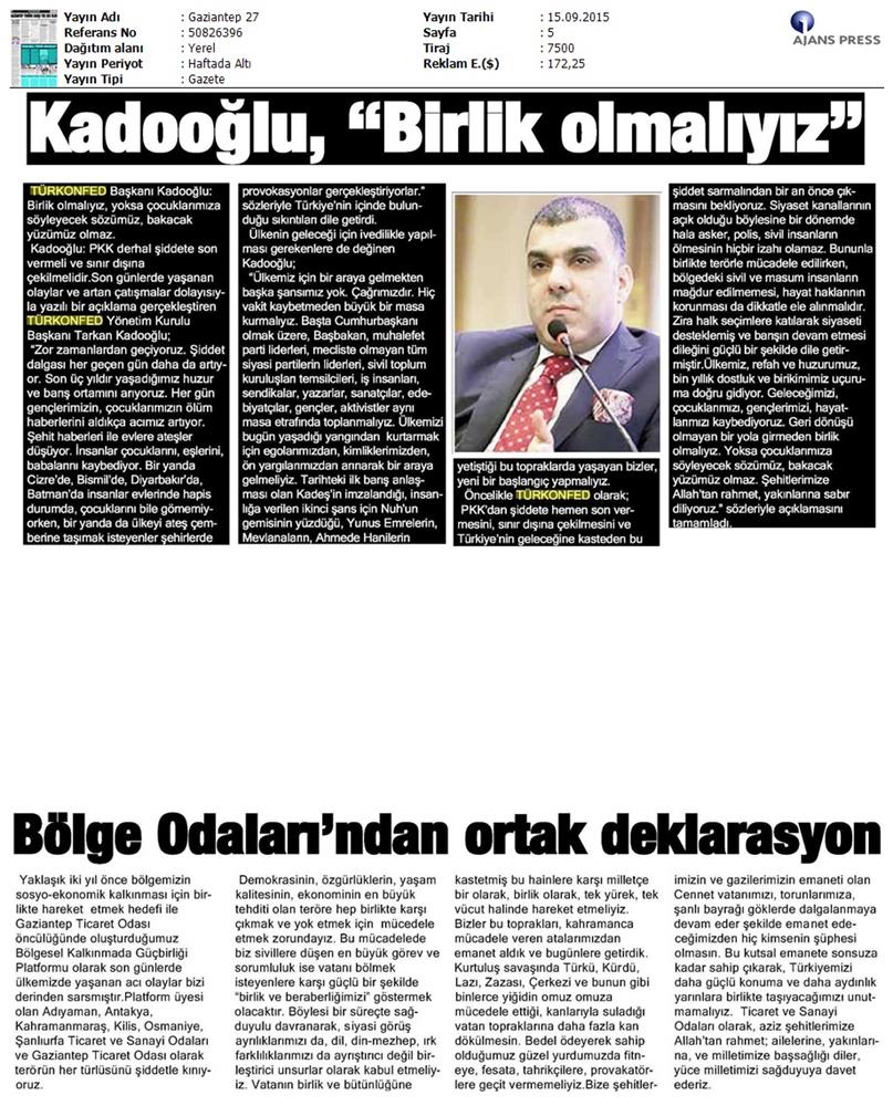 TÜRKONFED Basin Yansimalari Terore Hayir Kardeslige Evet - 5