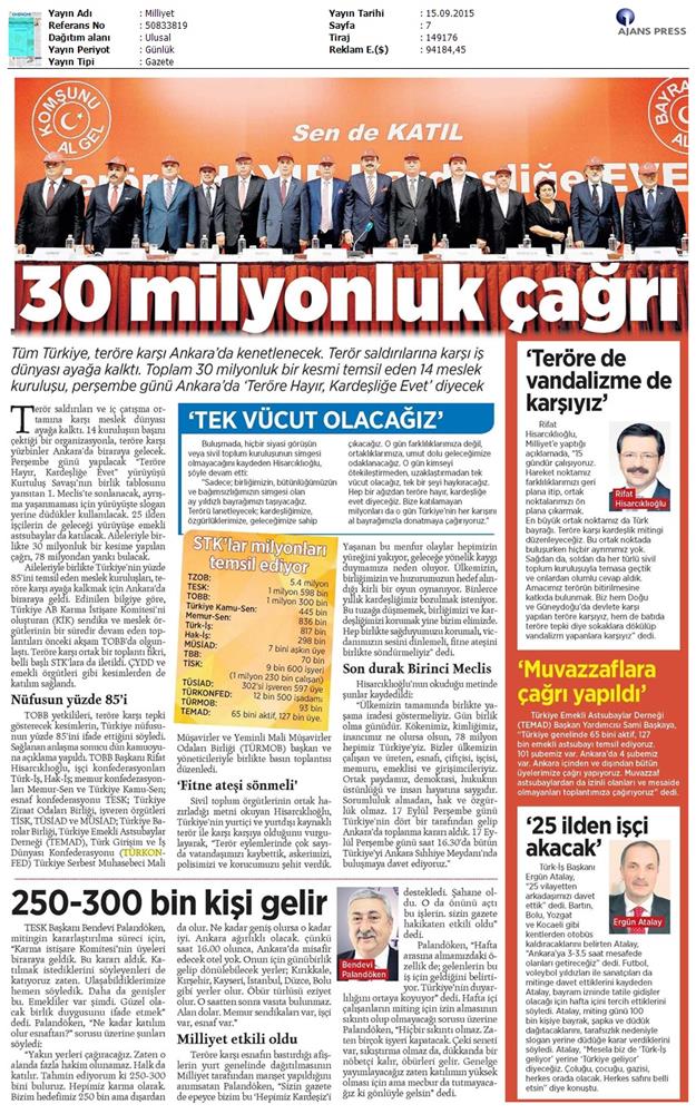 TÜRKONFED Basin Yansimalari Terore Hayir Kardeslige Evet - 7