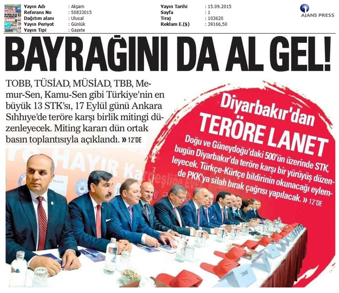 TÜRKONFED Basin Yansimalari Terore Hayir Kardeslige Evet - 8