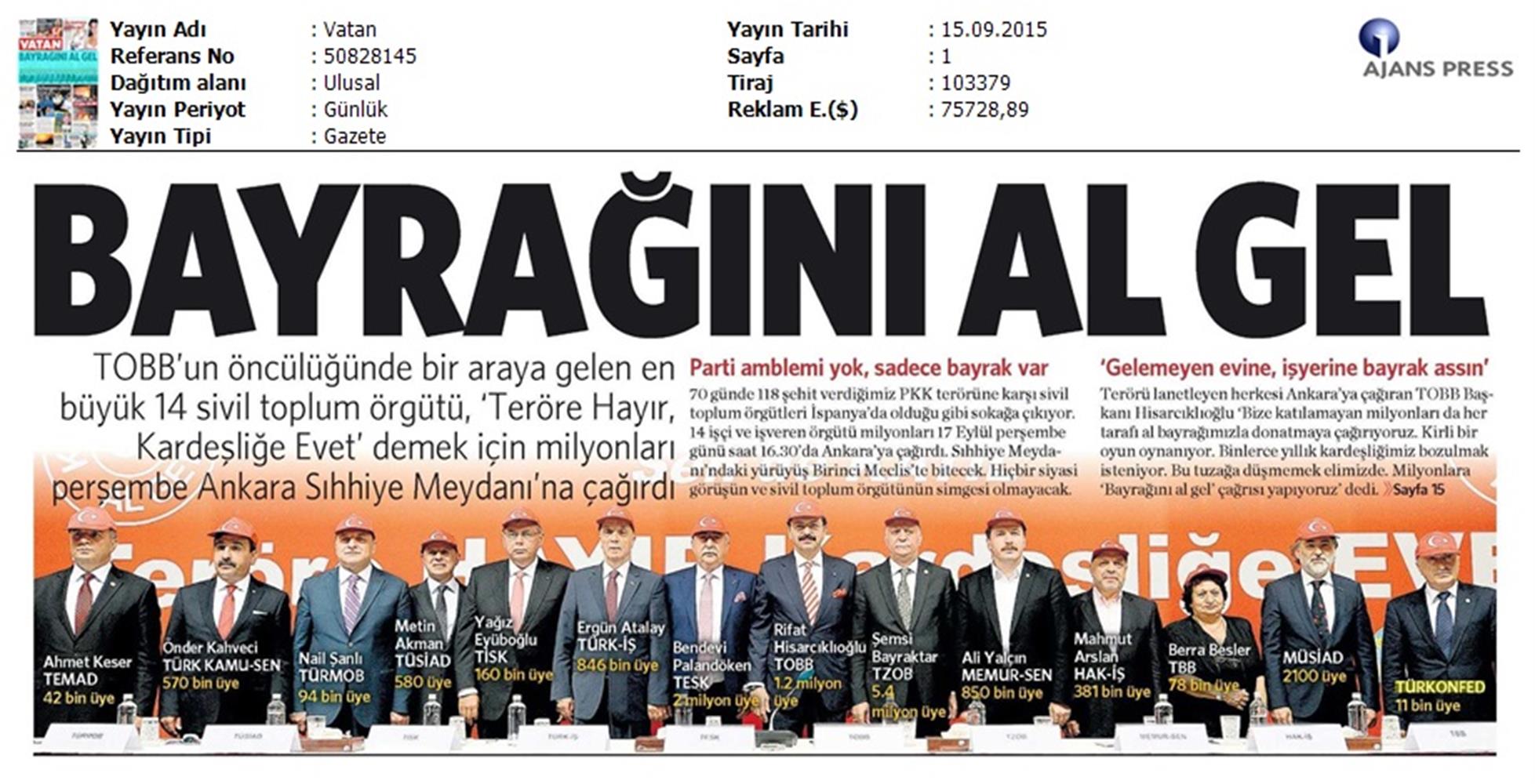 TÜRKONFED Basin Yansimalari Terore Hayir Kardeslige Evet - 32