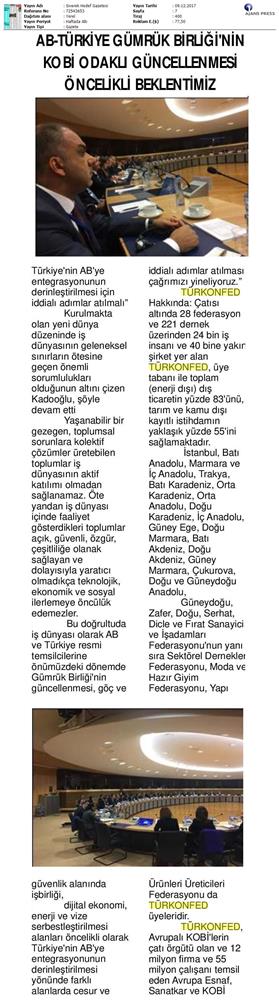 TÜRKONFED Başkani Kadooğlu Türkiye AB Ekonomi Diyalog Toplantısı Medya Yansimalari 8 Aralik 2017 - 4