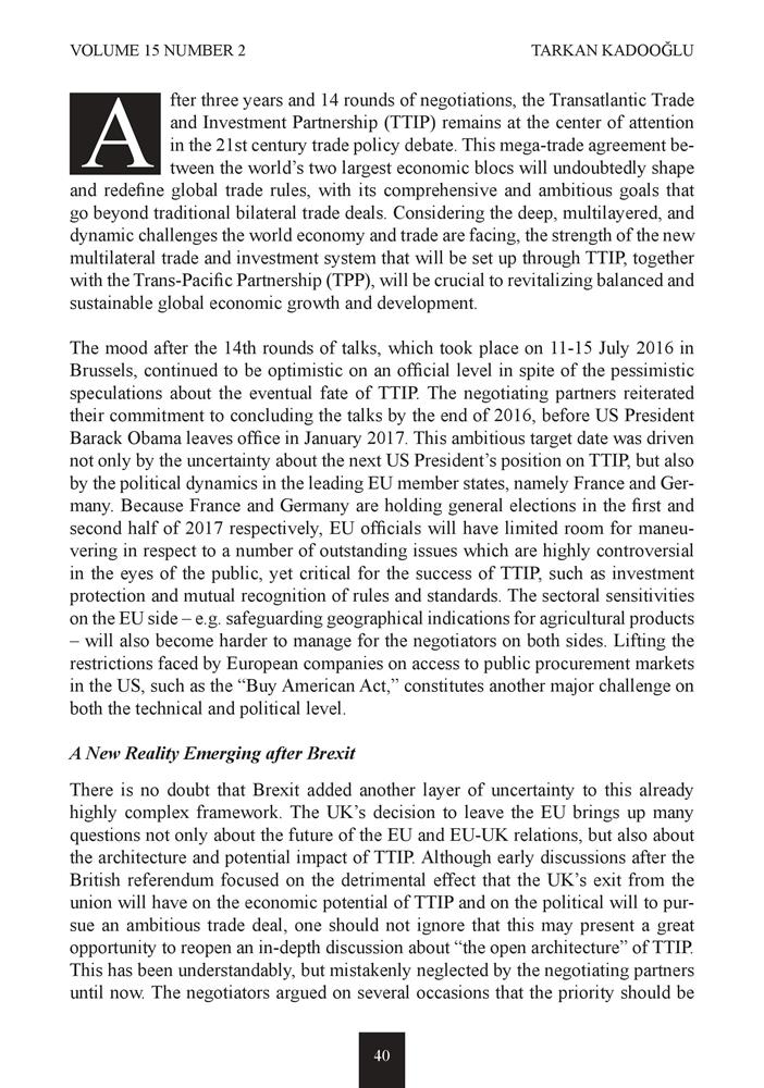 TÜRKONFED Başkani Kadooğlunun Tpq Dergisi Brexit Ve Ttip Makalesi Summer 2016 - 10