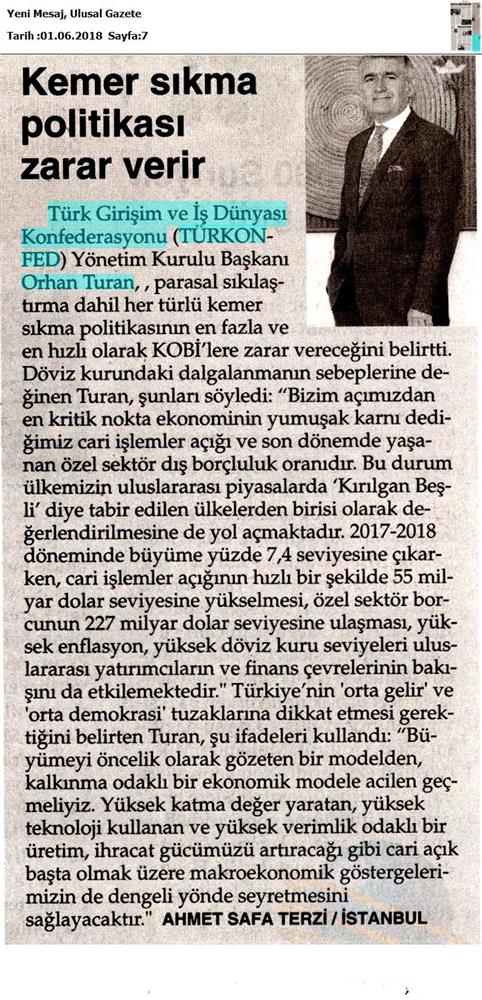 TÜRKONFED Başkani Orhan Turan Ekonomi Değerlendirmesi 1 - 1