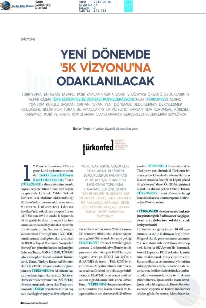 TÜRKONFED Başkani Orhan Turan Yeni Donem Yeni Vizyon Roportaj Serisi Temmuz 2018 Istanbul - 2