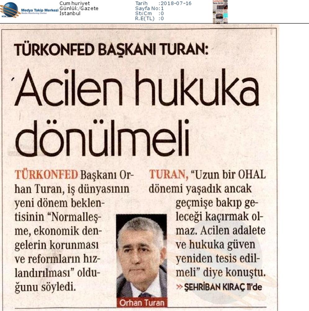 TÜRKONFED Başkani Orhan Turan Yeni Donem Yeni Vizyon Roportaj Serisi Temmuz 2018 Istanbul - 11