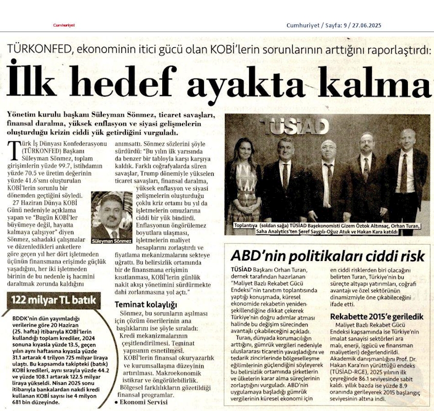 TÜRKONFED Başkani Sönmez KOBİ'ler Buyumeye Degil Hayatta Kalmaya Calisiyor - 5