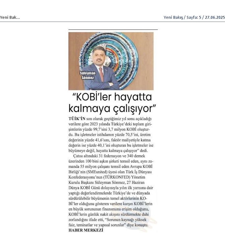 TÜRKONFED Başkani Sönmez KOBİ'ler Buyumeye Degil Hayatta Kalmaya Calisiyor - 7