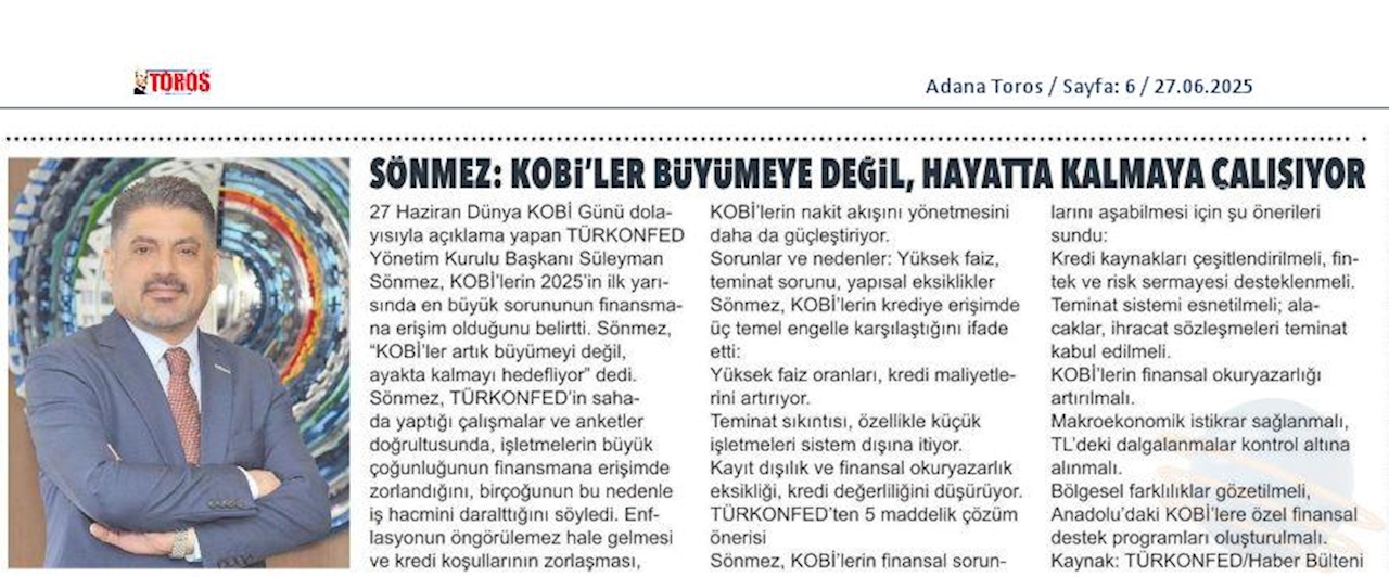 TÜRKONFED Başkani Sönmez KOBİ'ler Buyumeye Degil Hayatta Kalmaya Calisiyor - 8