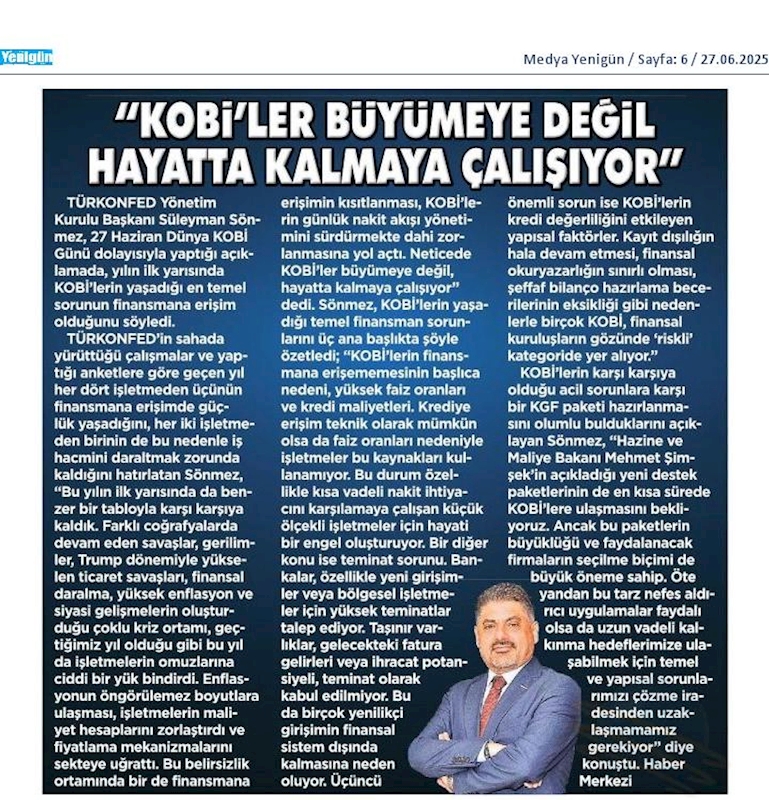 TÜRKONFED Başkani Sönmez KOBİ'ler Buyumeye Degil Hayatta Kalmaya Calisiyor - 9