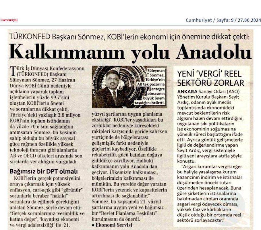 TÜRKONFED Başkani Suleyman Sönmez Türkiyenin Sorunlari KOBİ'lerin Rekabetciligini Etkiliyor - 7