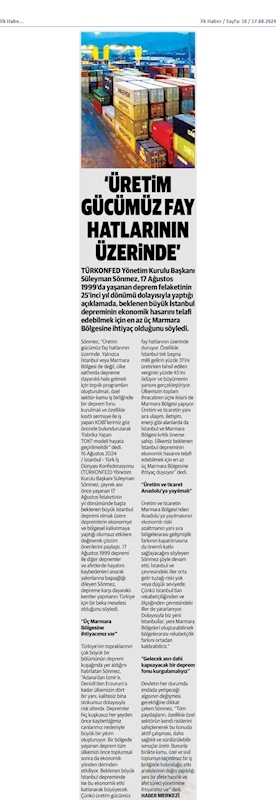 TÜRKONFED Başkani Suleyman Sönmezden 17 Agustos Deprem Felaketinin 25inci Yil Donumunde Aciklama - 23